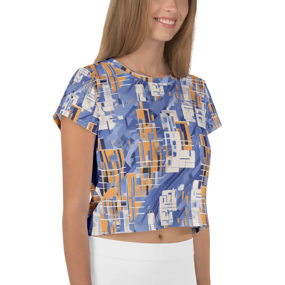 Azure Gridscape on Crop Tee — Right