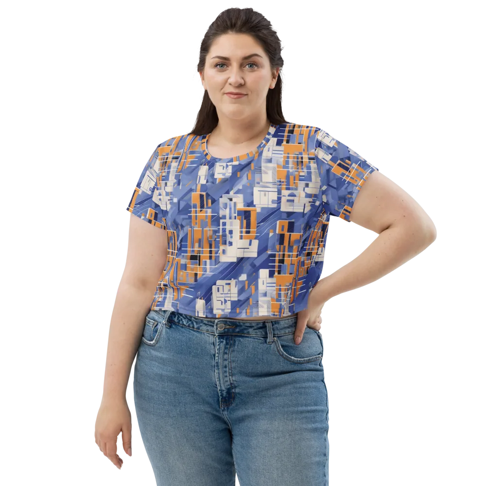 Azure Gridscape on Crop Tee — Front