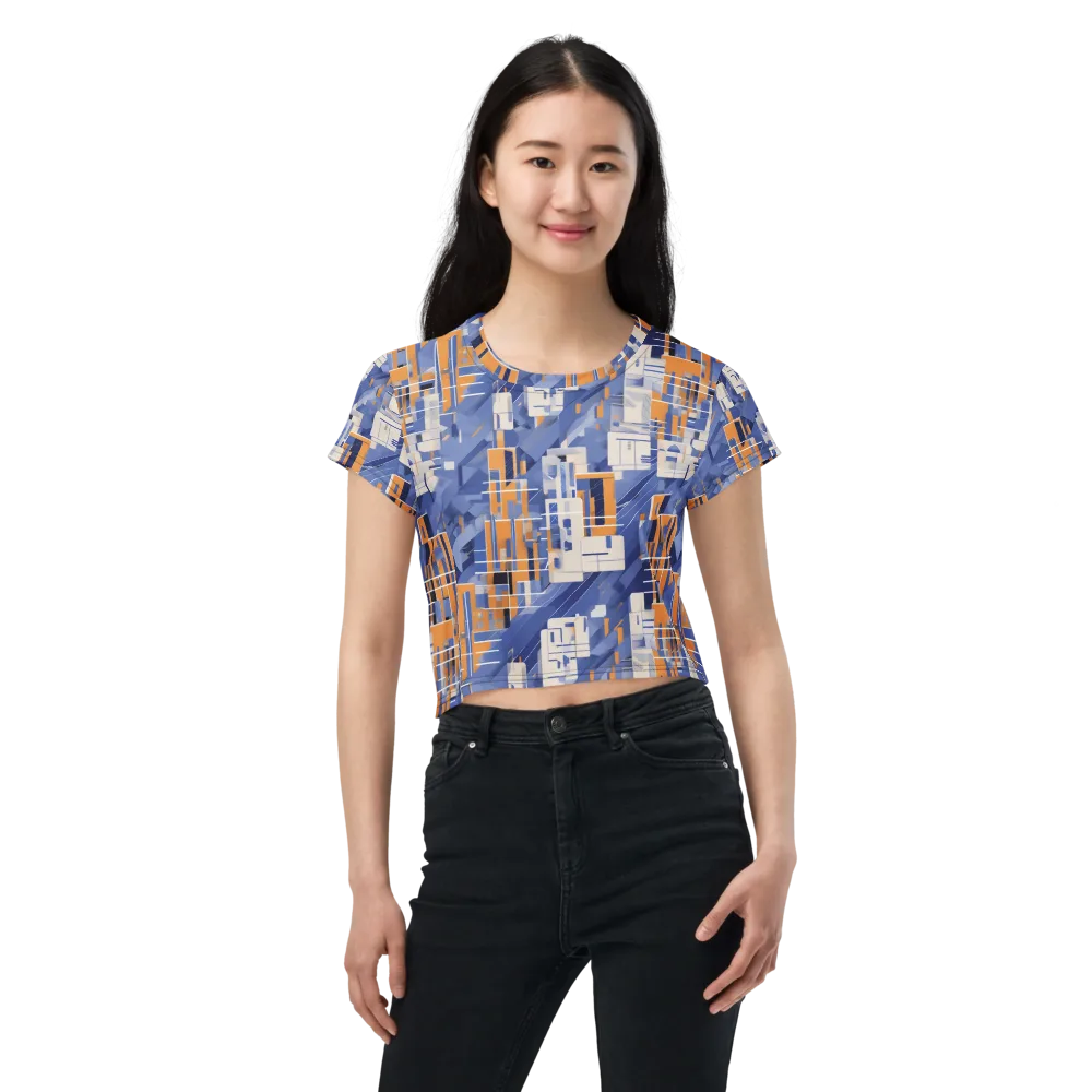 Azure Gridscape on Crop Tee — Front