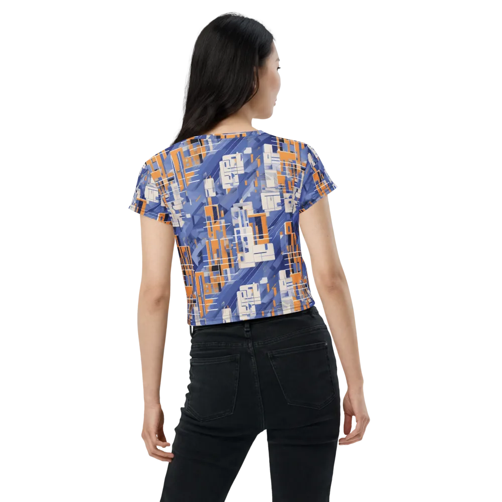 Azure Gridscape on Crop Tee — Back