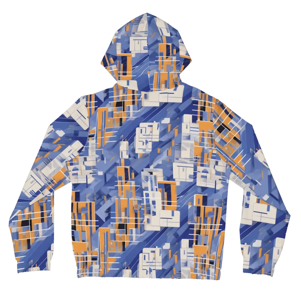 Azure Gridscape on Women's Full-Zip Hoodie — Back