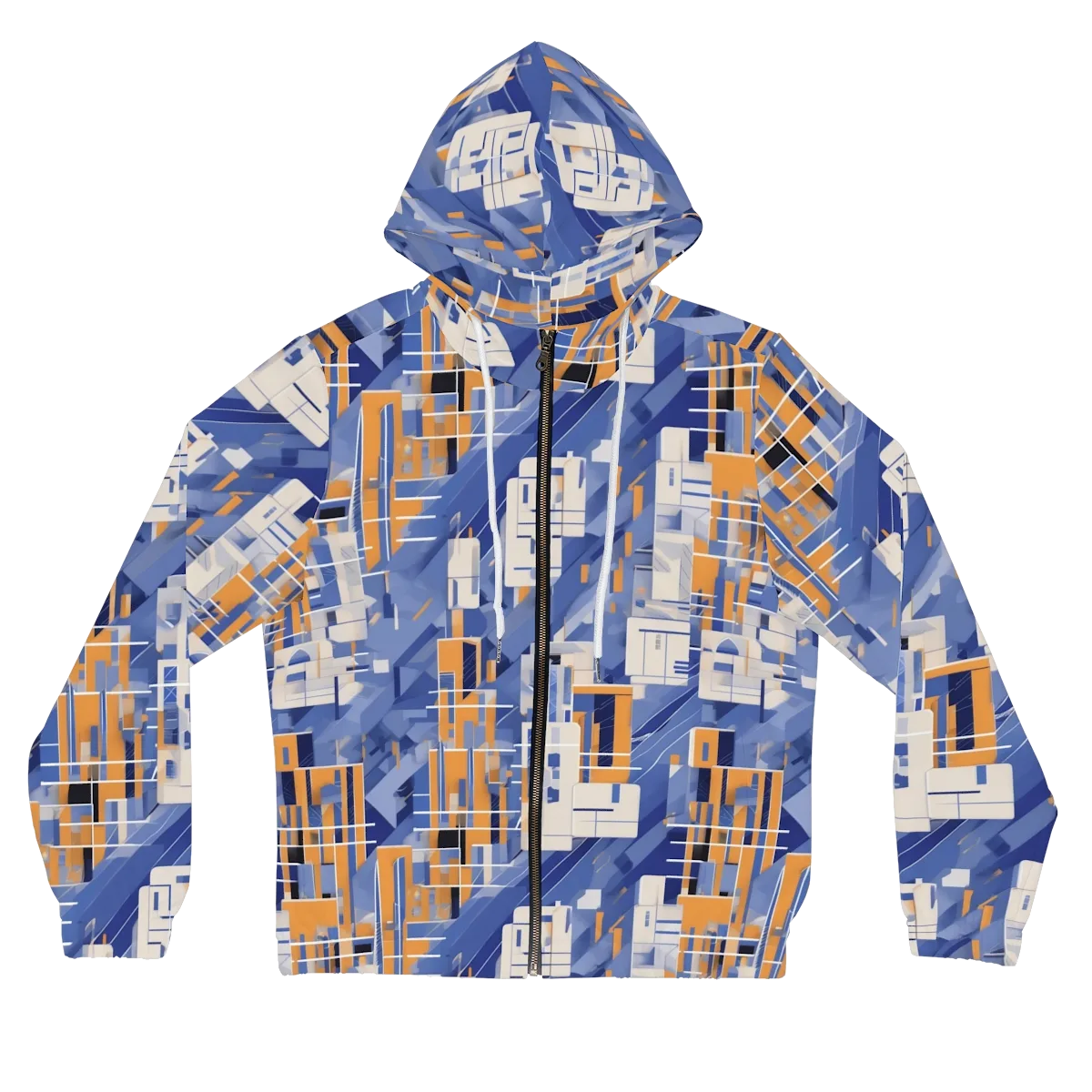 Azure Gridscape on Women's Full-Zip Hoodie — Front