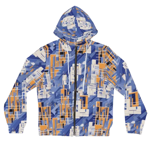 Azure Gridscape on a Women's Full-Zip Hoodie