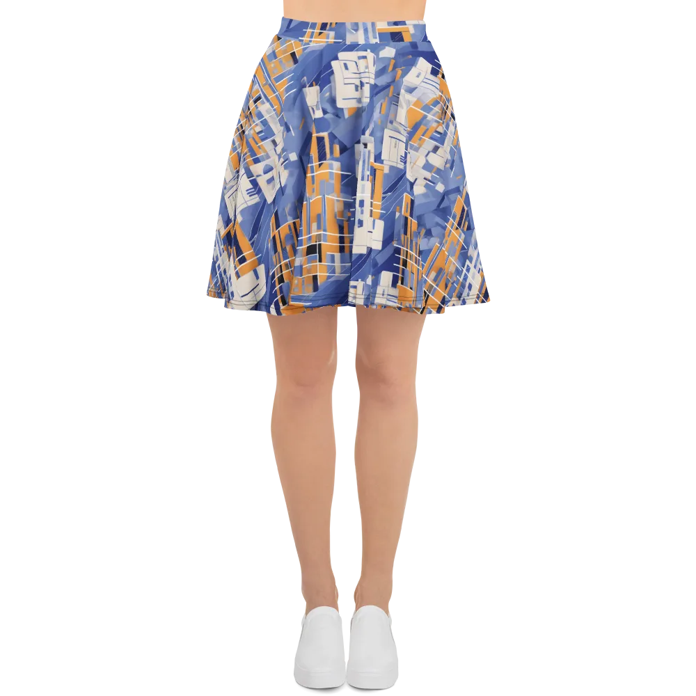 Azure Gridscape on Skater Skirt — Front