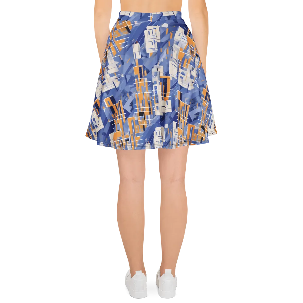Azure Gridscape on Skater Skirt — Back
