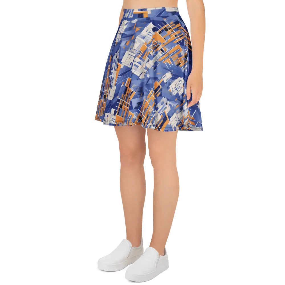 Azure Gridscape on Skater Skirt — Left