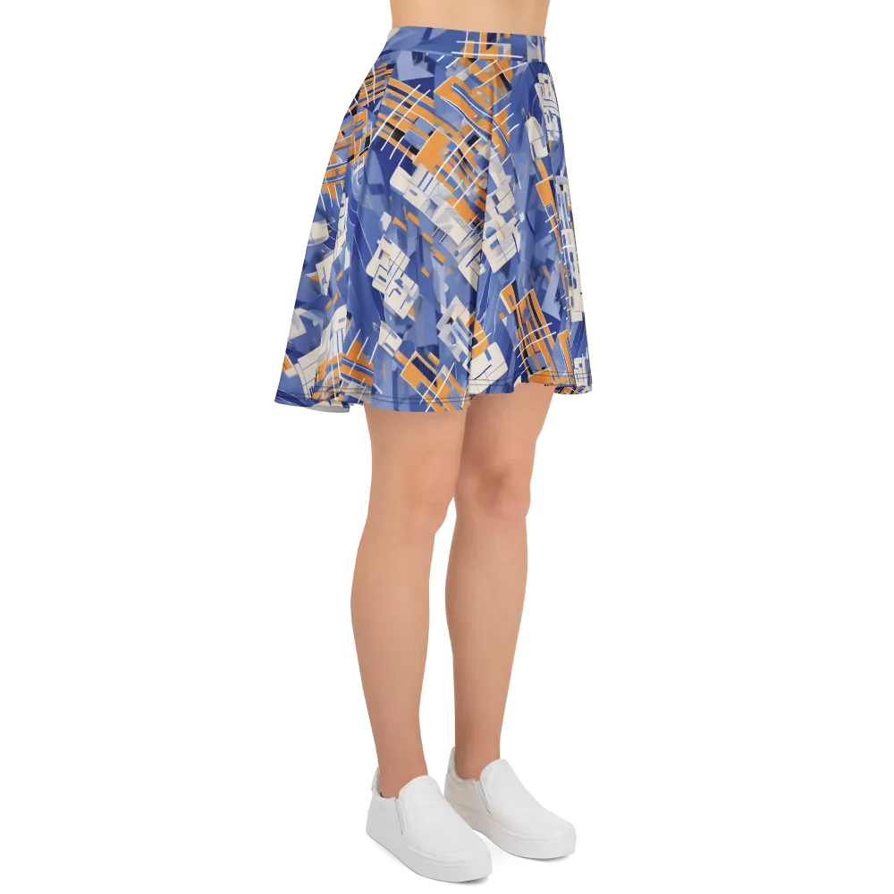 Azure Gridscape on Skater Skirt — Right