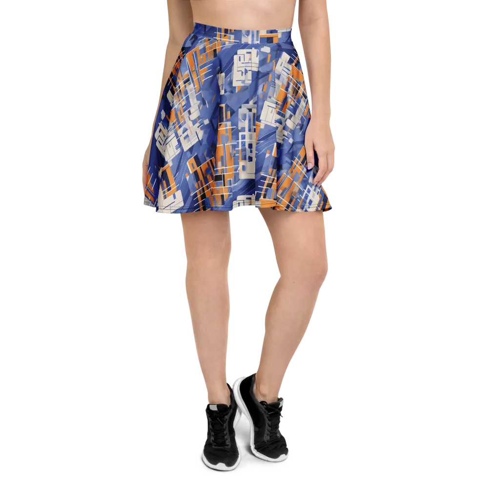 Azure Gridscape on Skater Skirt — Front