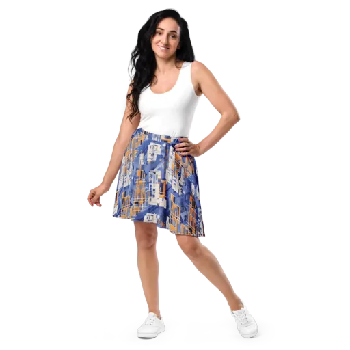 Azure Gridscape on a Skater Skirt