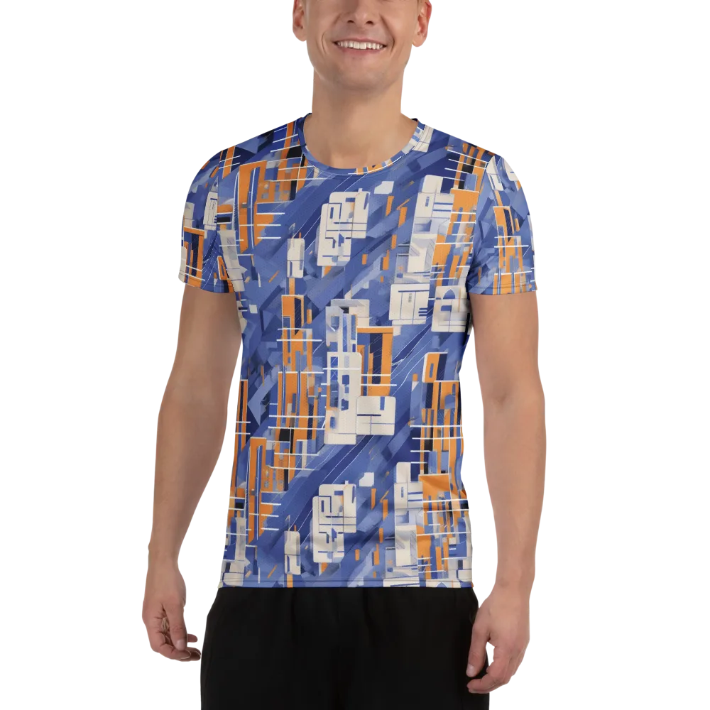 Azure Gridscape on Men's Athletic T-Shirt — Front