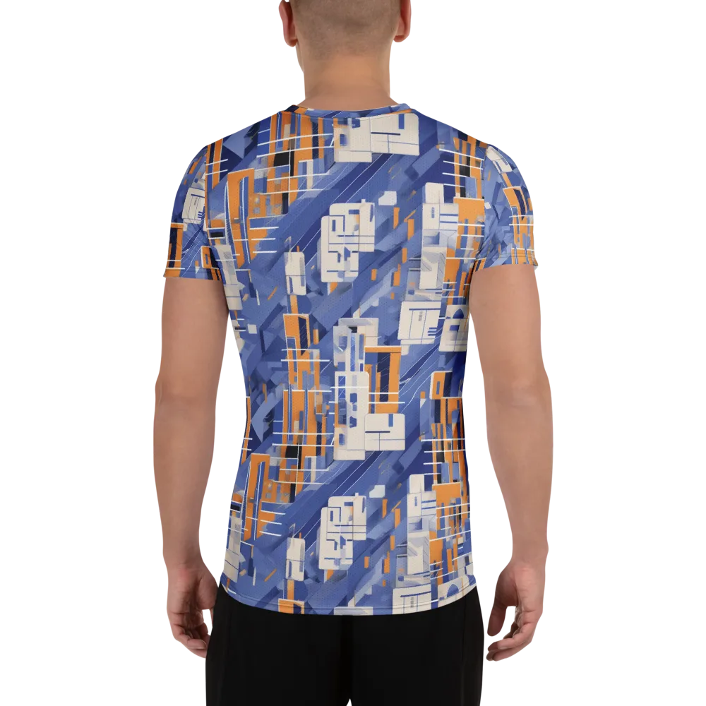 Azure Gridscape on Men's Athletic T-Shirt — Back