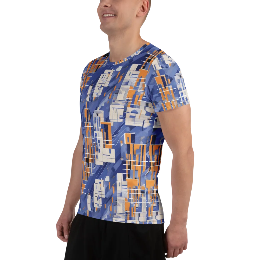 Azure Gridscape on Men's Athletic T-Shirt — Left