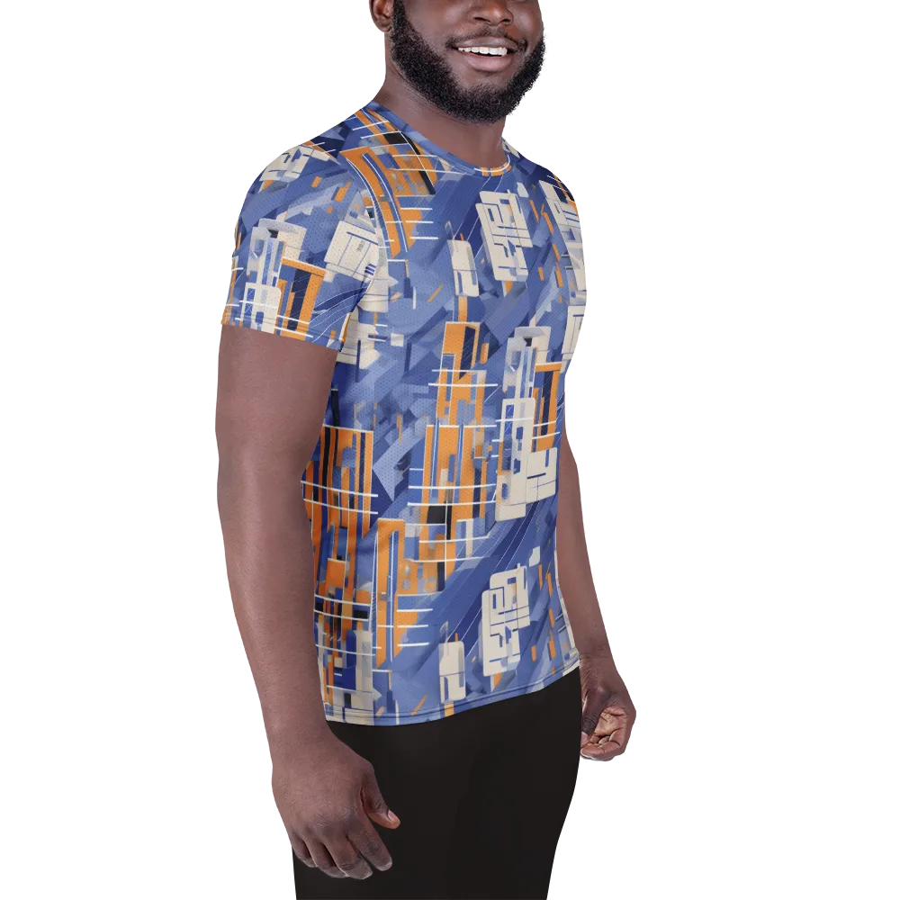 Azure Gridscape on Men's Athletic T-Shirt — Right