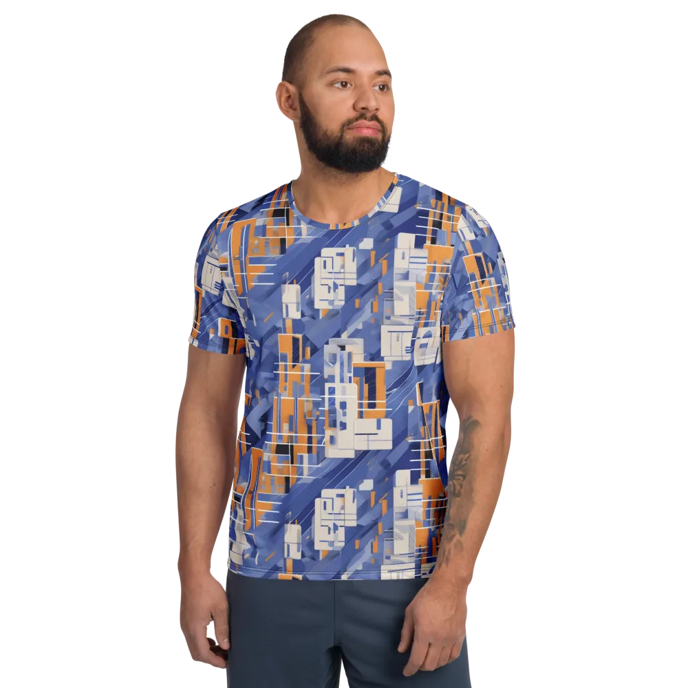 Azure Gridscape on Men's Athletic T-Shirt — Front