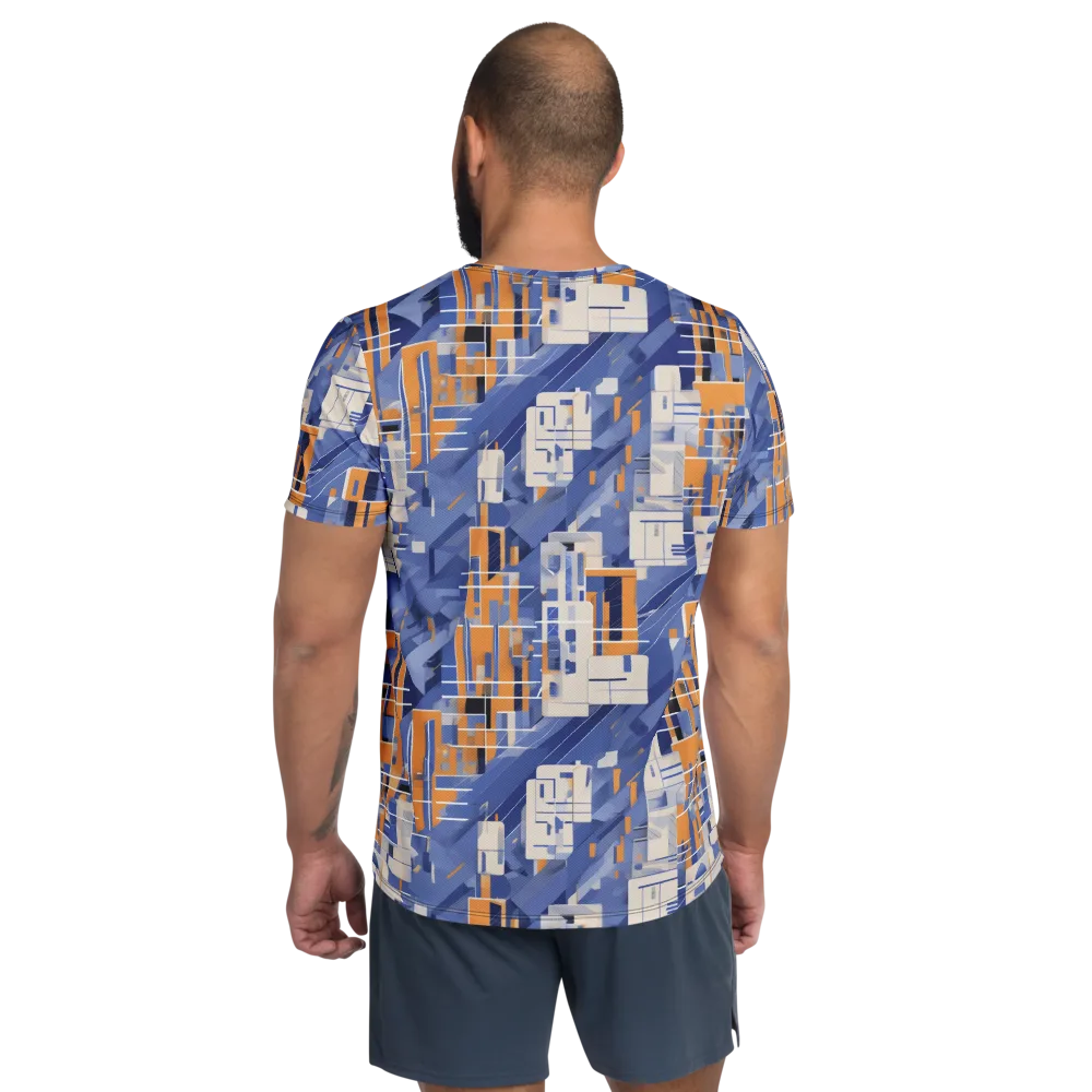 Azure Gridscape on Men's Athletic T-Shirt — Back