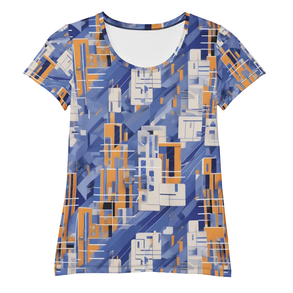Azure Gridscape on Women's Athletic T-Shirt — Front