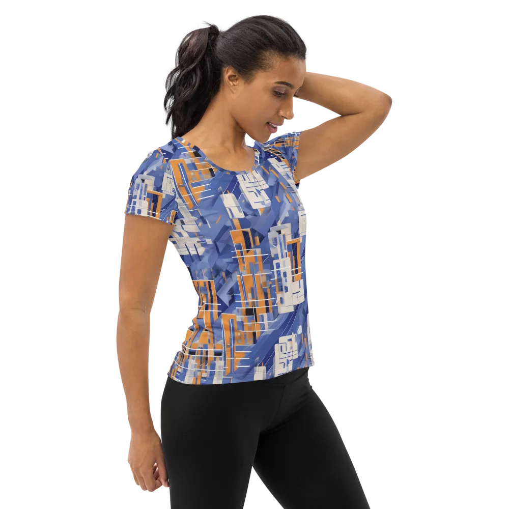 Azure Gridscape on Women's Athletic T-Shirt — Right