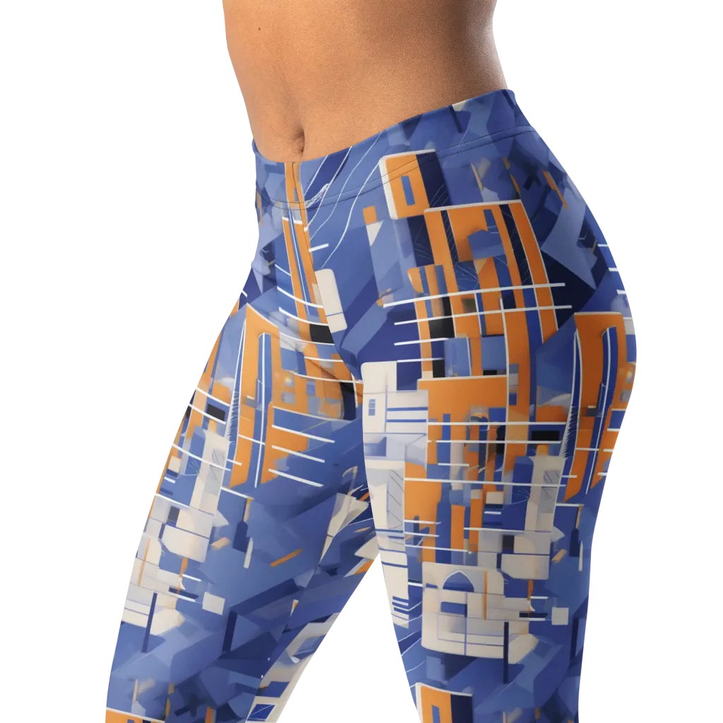 Azure Gridscape on Leggings — Left Front