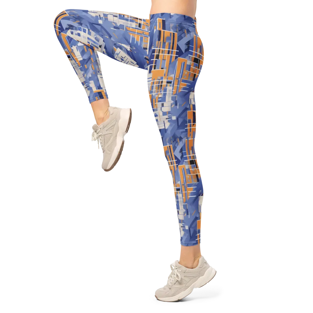 Azure Gridscape on Leggings — Left