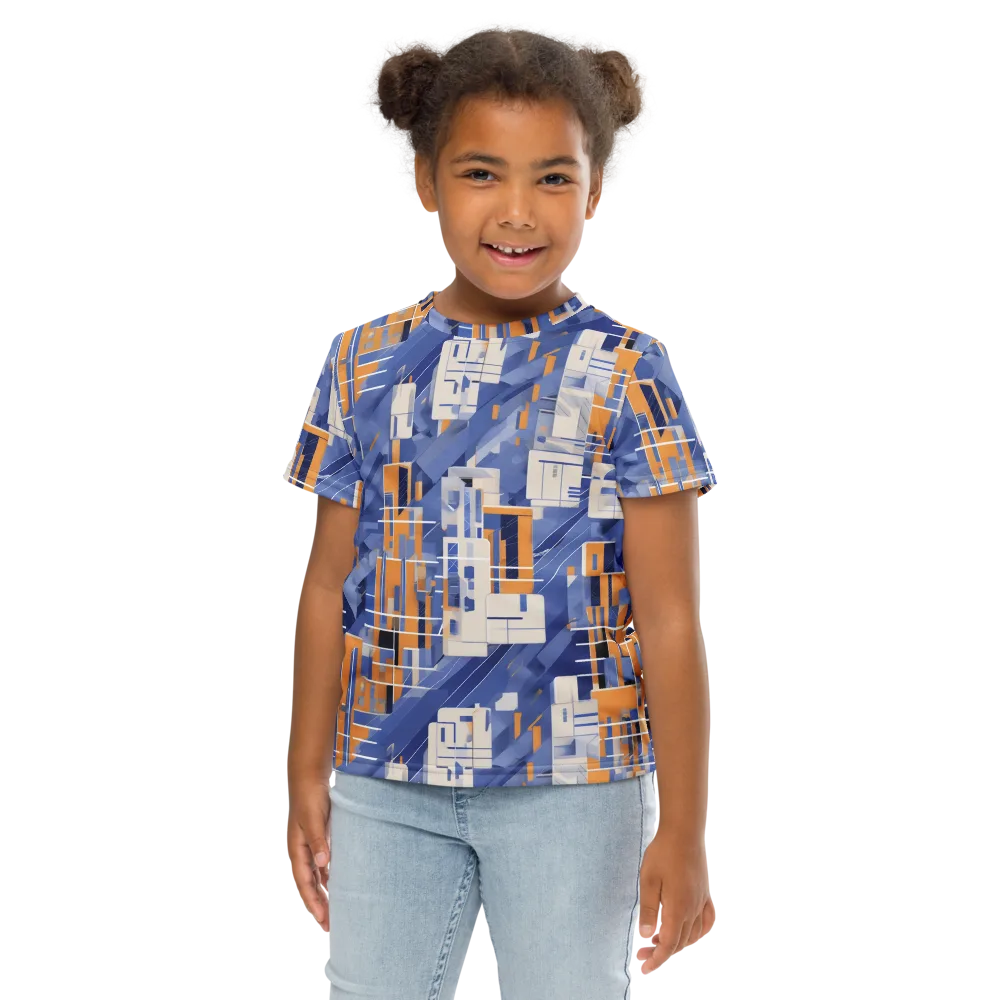Azure Gridscape on Kids Crew Neck T-Shirt — Front