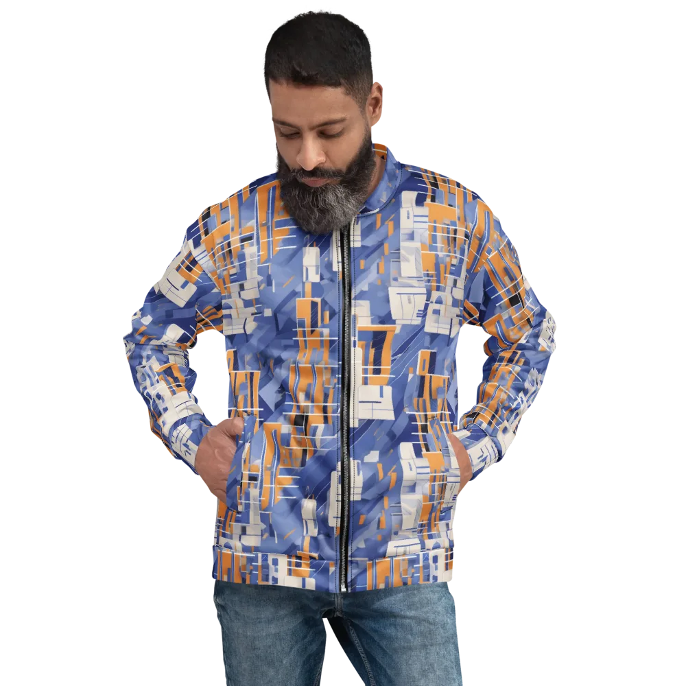 Azure Gridscape on Bomber Jacket — Front