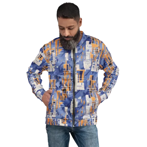 Azure Gridscape on a Bomber Jacket