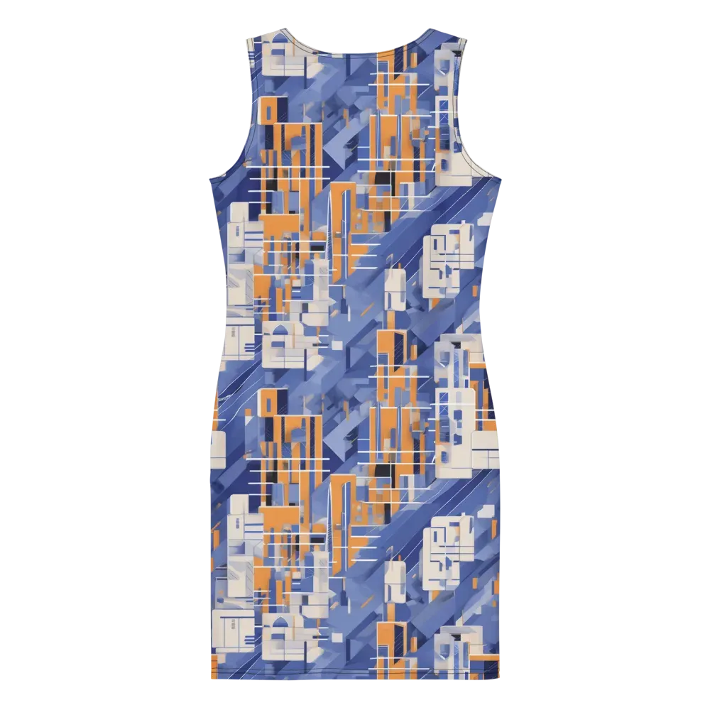 Azure Gridscape on Bodycon Dress — Back