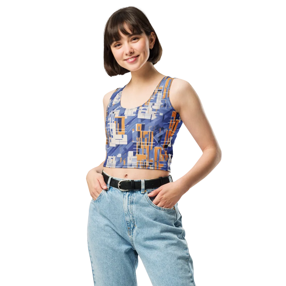 Azure Gridscape on Crop Top — Front