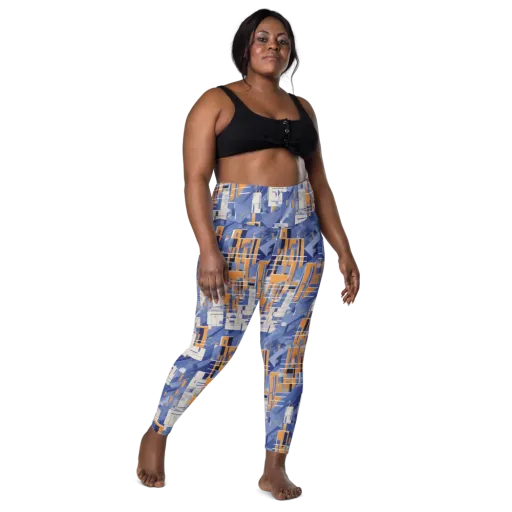 Azure Gridscape on a Leggings with Pockets