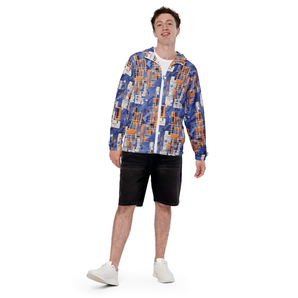 Azure Gridscape on Men's Windbreaker — Front