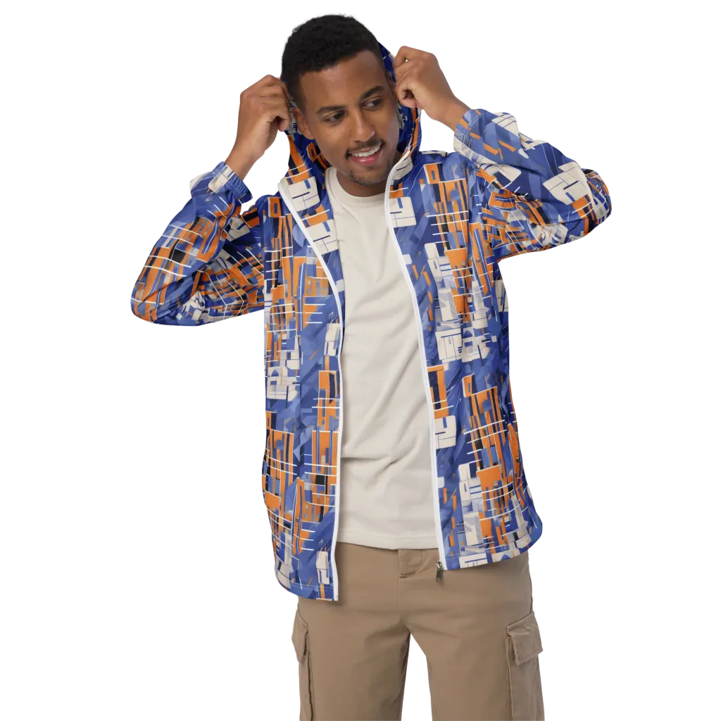 Azure Gridscape on Men's Windbreaker — Front