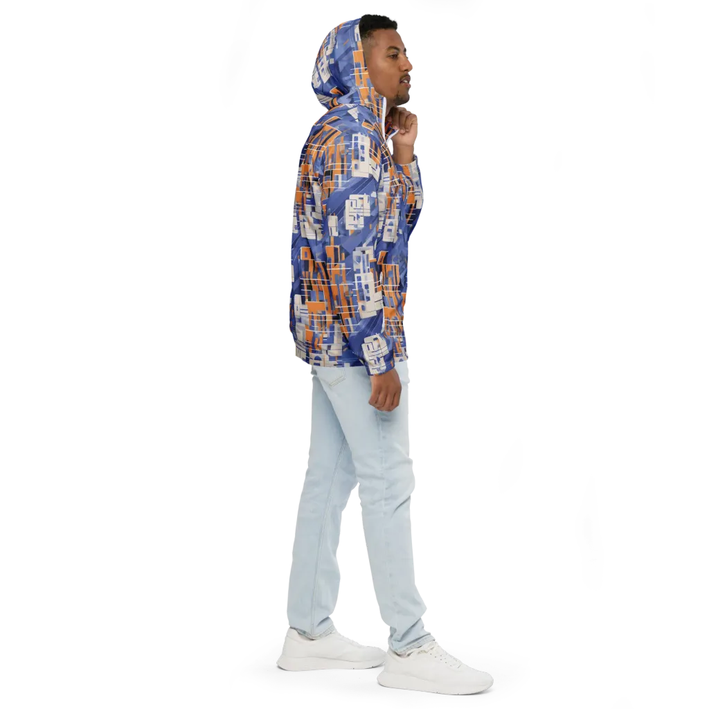 Azure Gridscape on Men's Windbreaker — Right