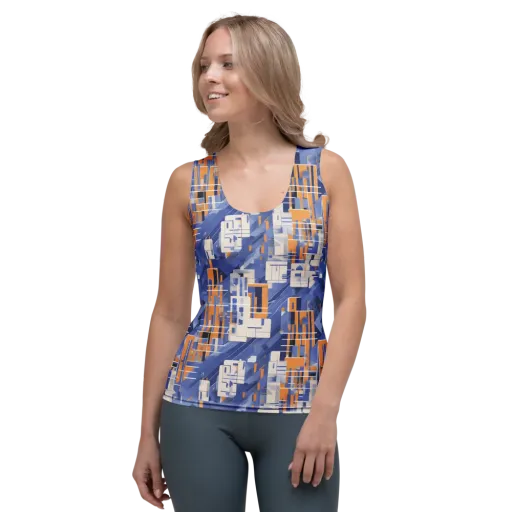 Azure Gridscape on a Women's Tank Top