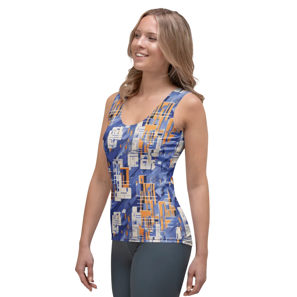 Azure Gridscape on Women's Tank Top — Left Front