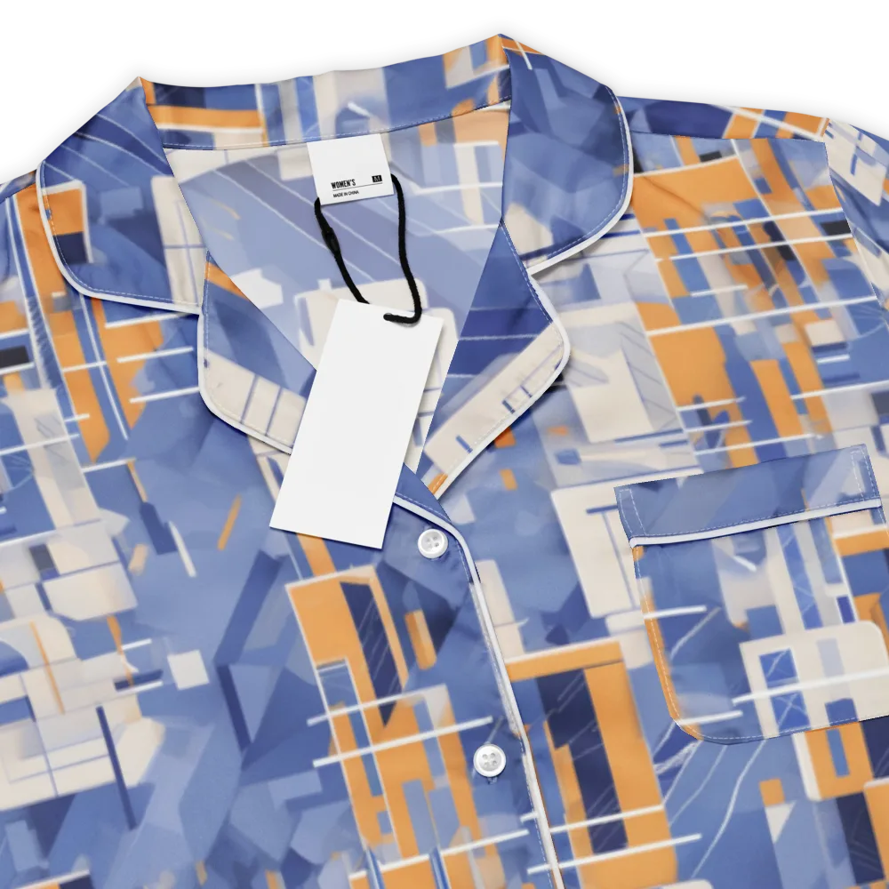 Azure Gridscape on Women's Short Sleeve Pajama Top — Product details