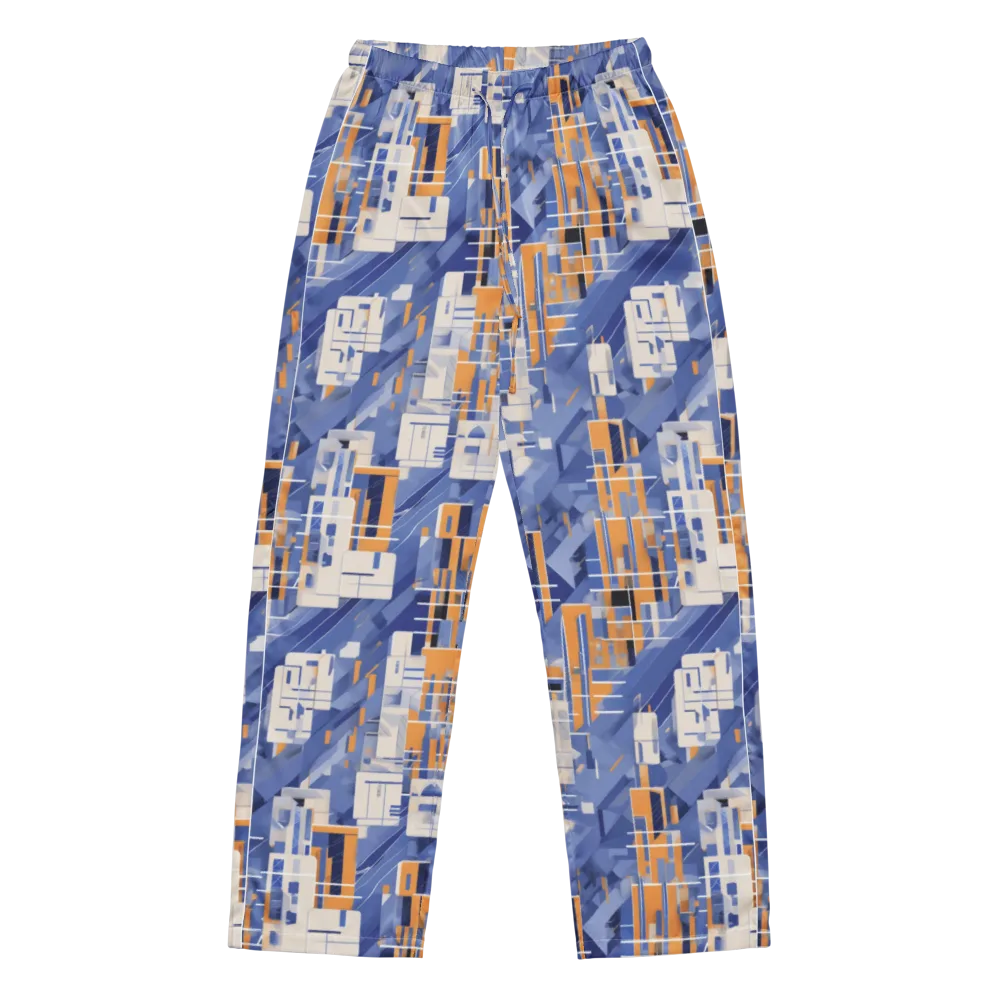 Azure Gridscape on Women's Pajama Pants — Front