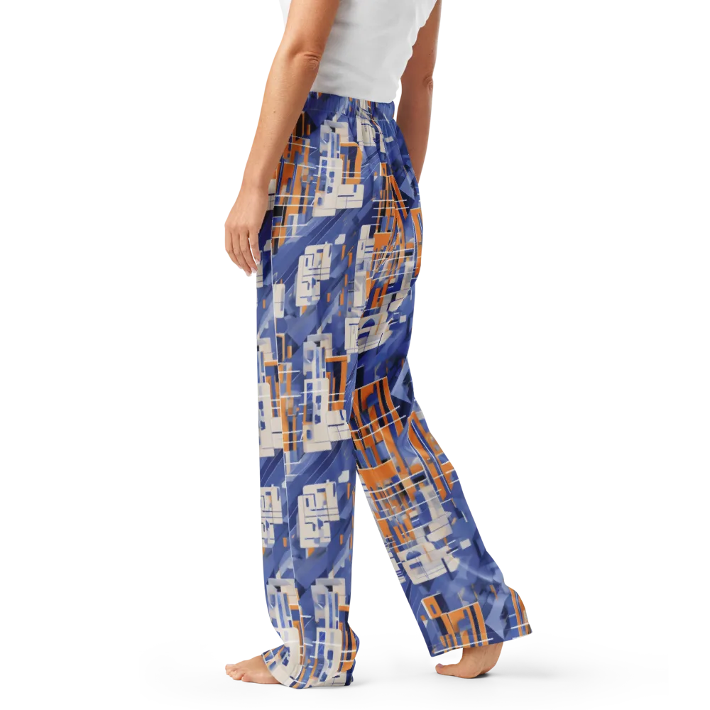 Azure Gridscape on Women's Pajama Pants — Left