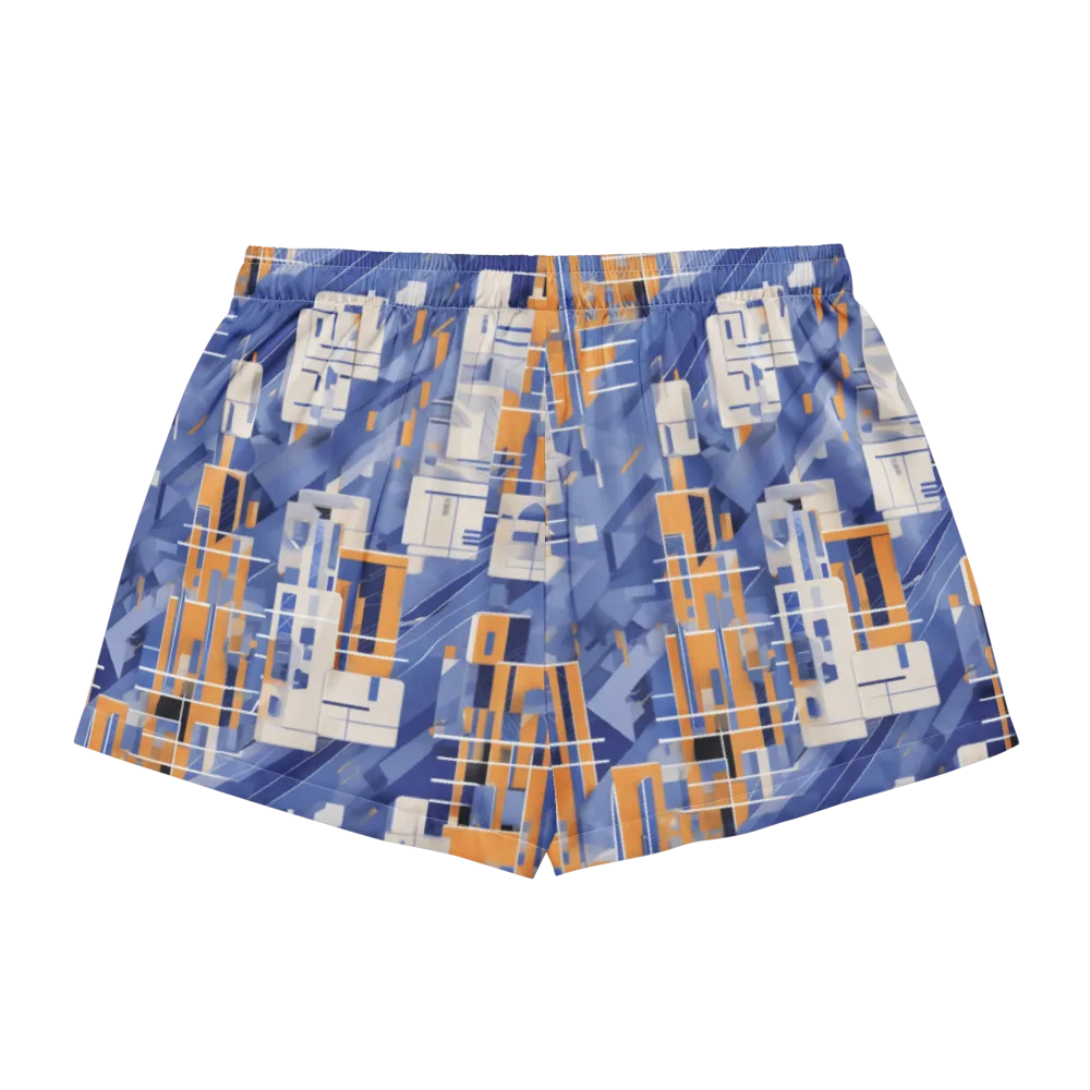 Azure Gridscape on Women's Pajama Shorts — Back