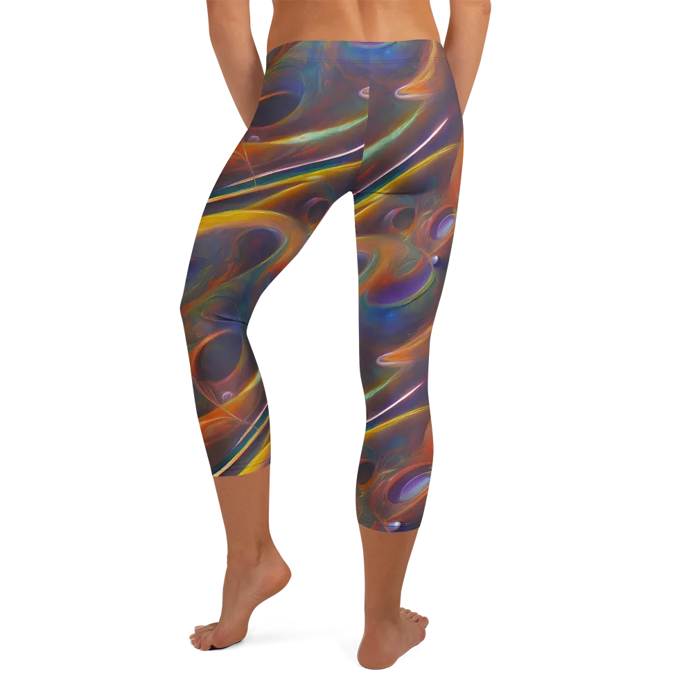 Pre-Raphaelite Ripple on Capri Leggings — Back