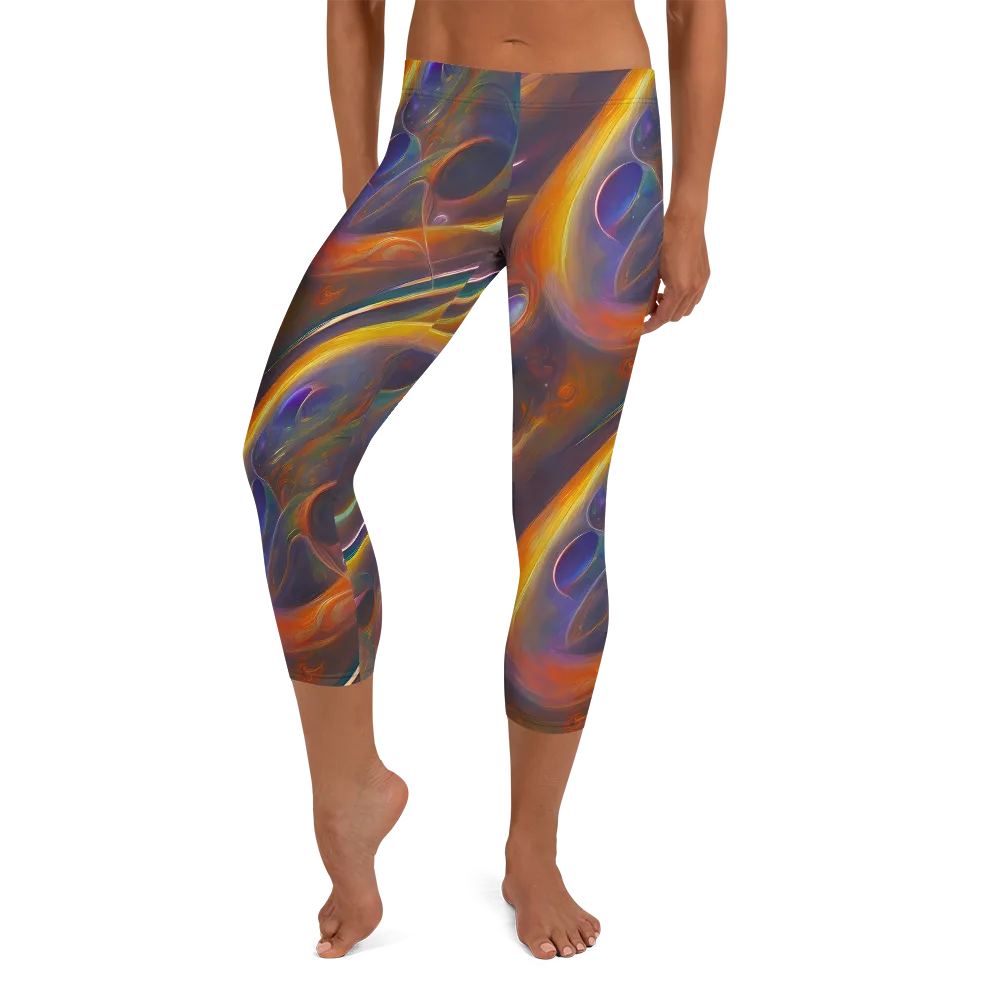 Pre-Raphaelite Ripple on Capri Leggings — Front