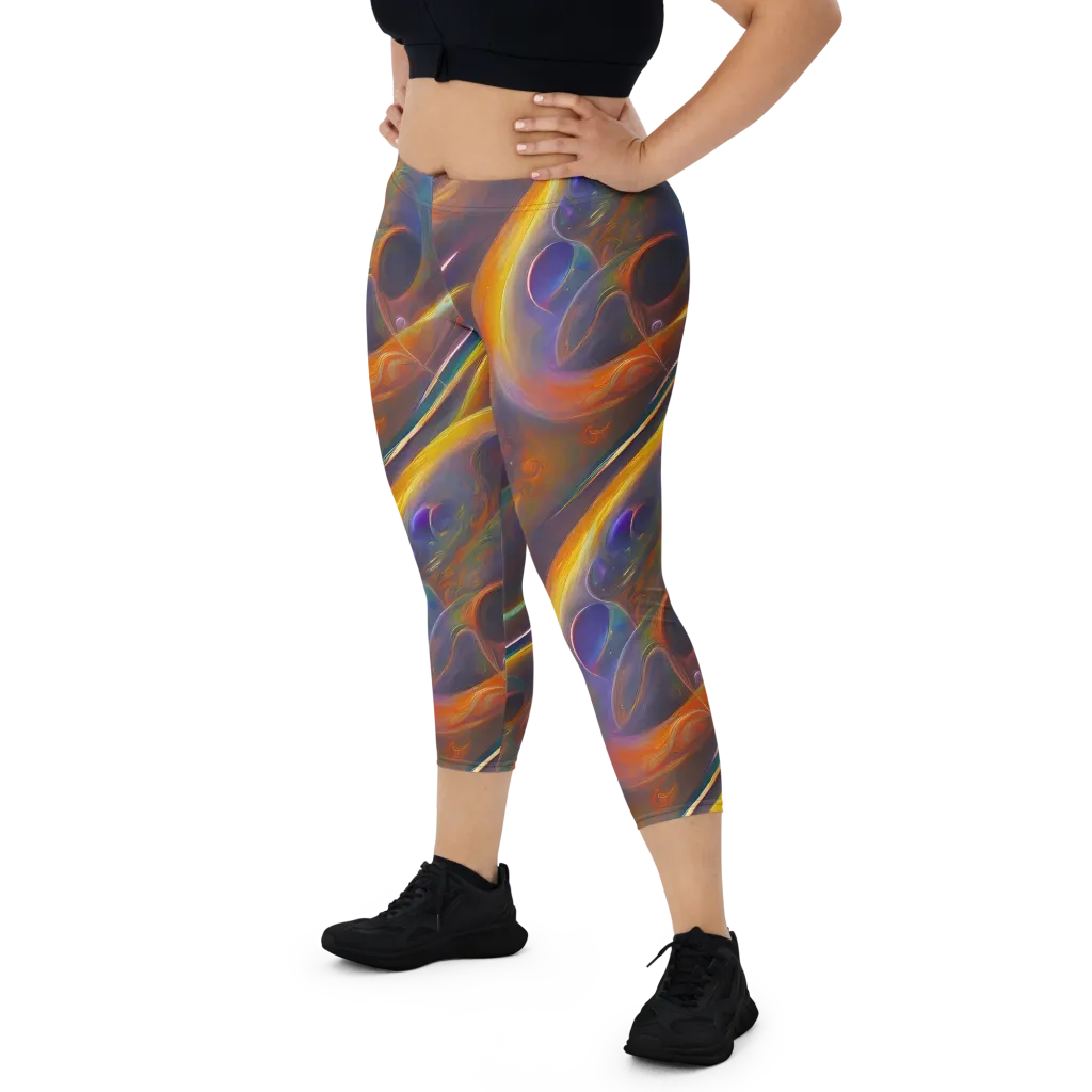Pre-Raphaelite Ripple on Capri Leggings — Front