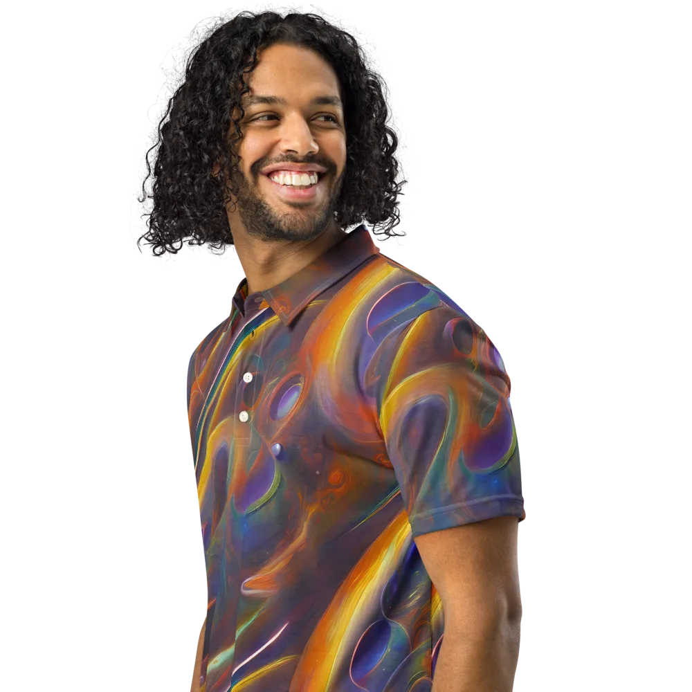 Pre-Raphaelite Ripple on Men's Slim Fit Polo Shirt — Left Front
