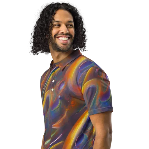 Pre-Raphaelite Ripple on a Men's Slim Fit Polo Shirt