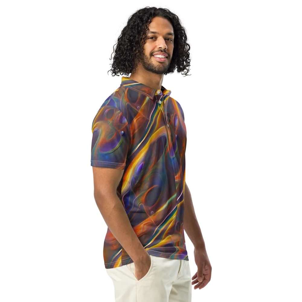 Pre-Raphaelite Ripple on Men's Slim Fit Polo Shirt — Right Front