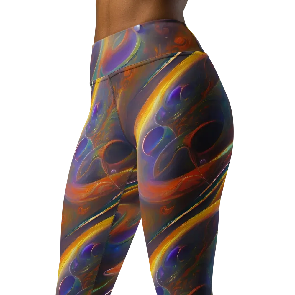 Pre-Raphaelite Ripple on Yoga Leggings — Left Front