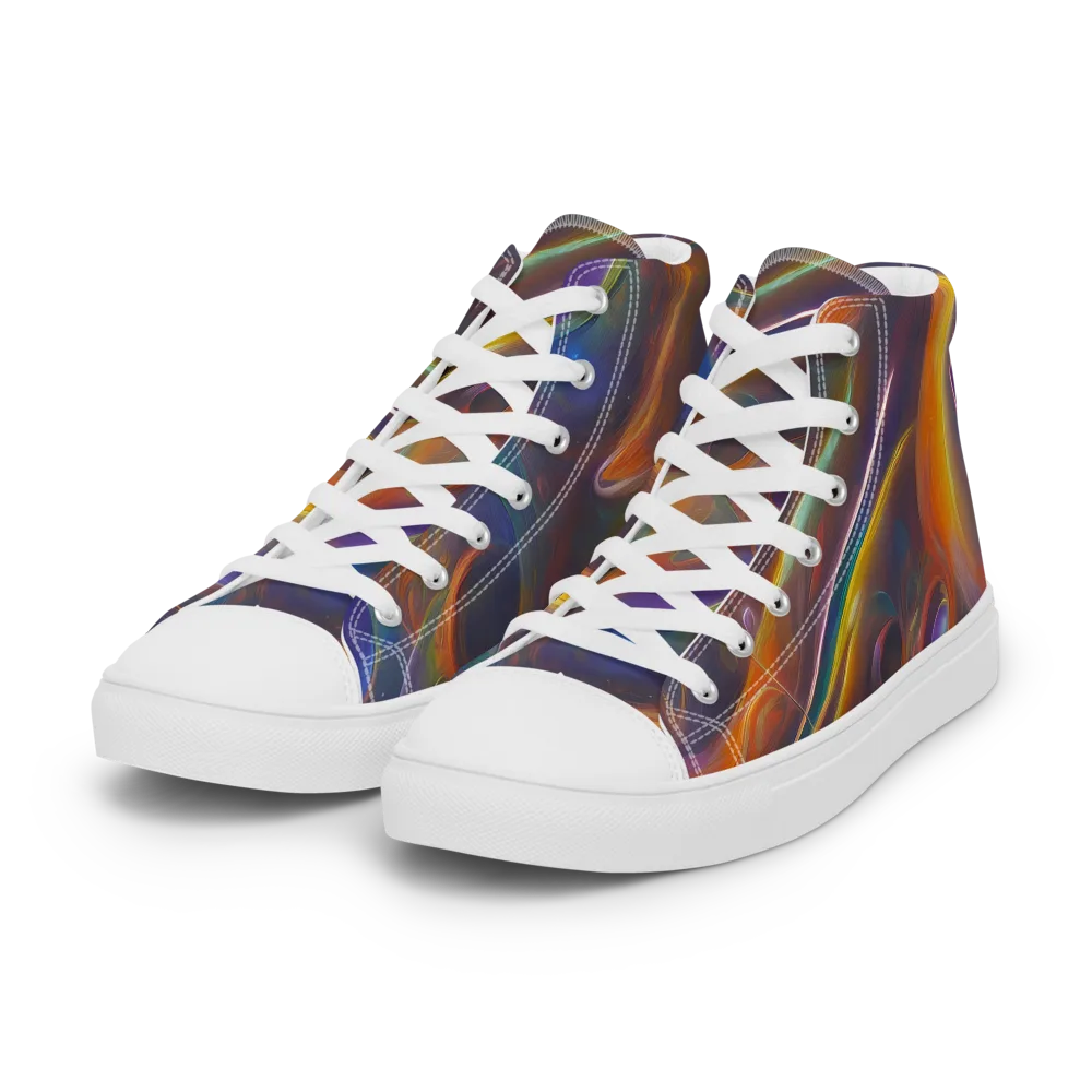 Pre-Raphaelite Ripple on Women's High Top Canvas Shoes — Left Front