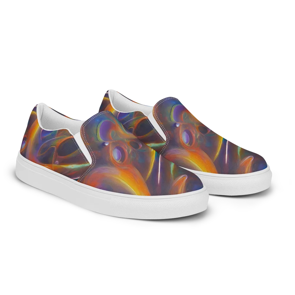 Pre-Raphaelite Ripple on Men's Slip-On Canvas Shoes — Right Front