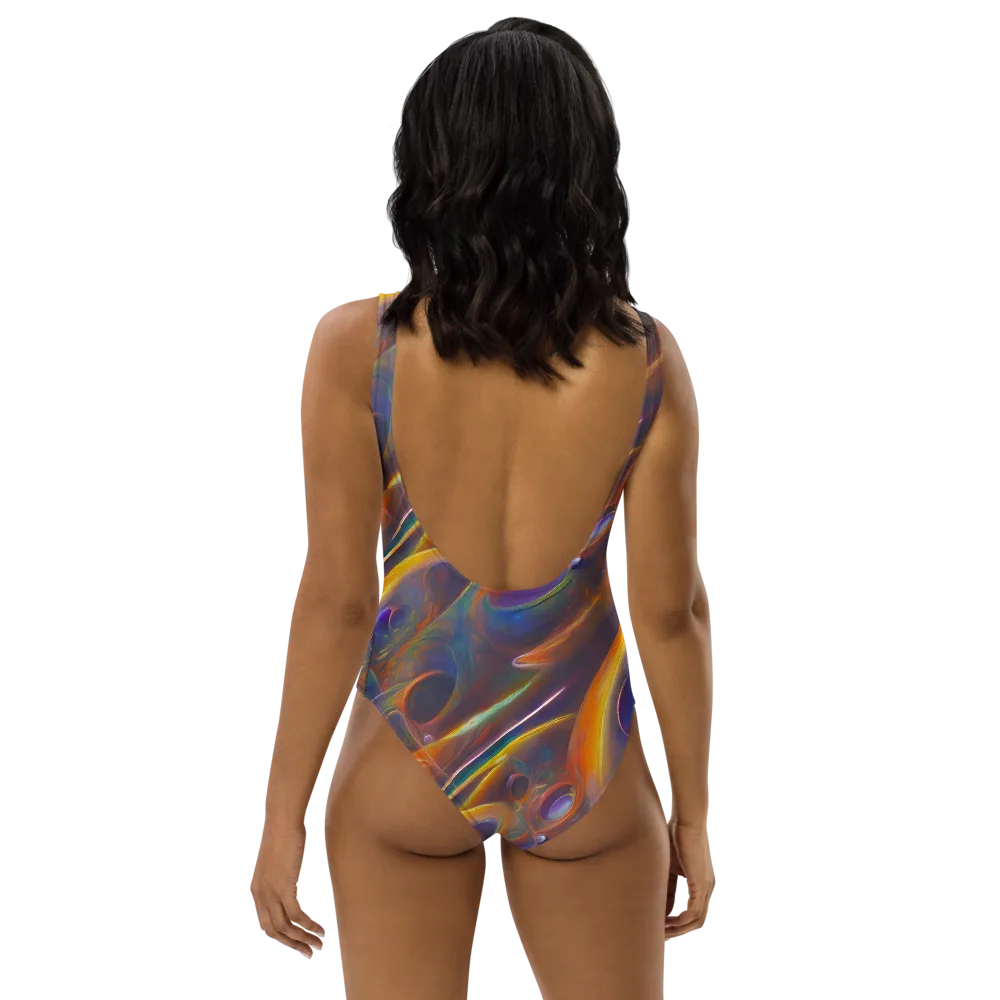 Pre-Raphaelite Ripple on One-Piece Swimsuit — Back