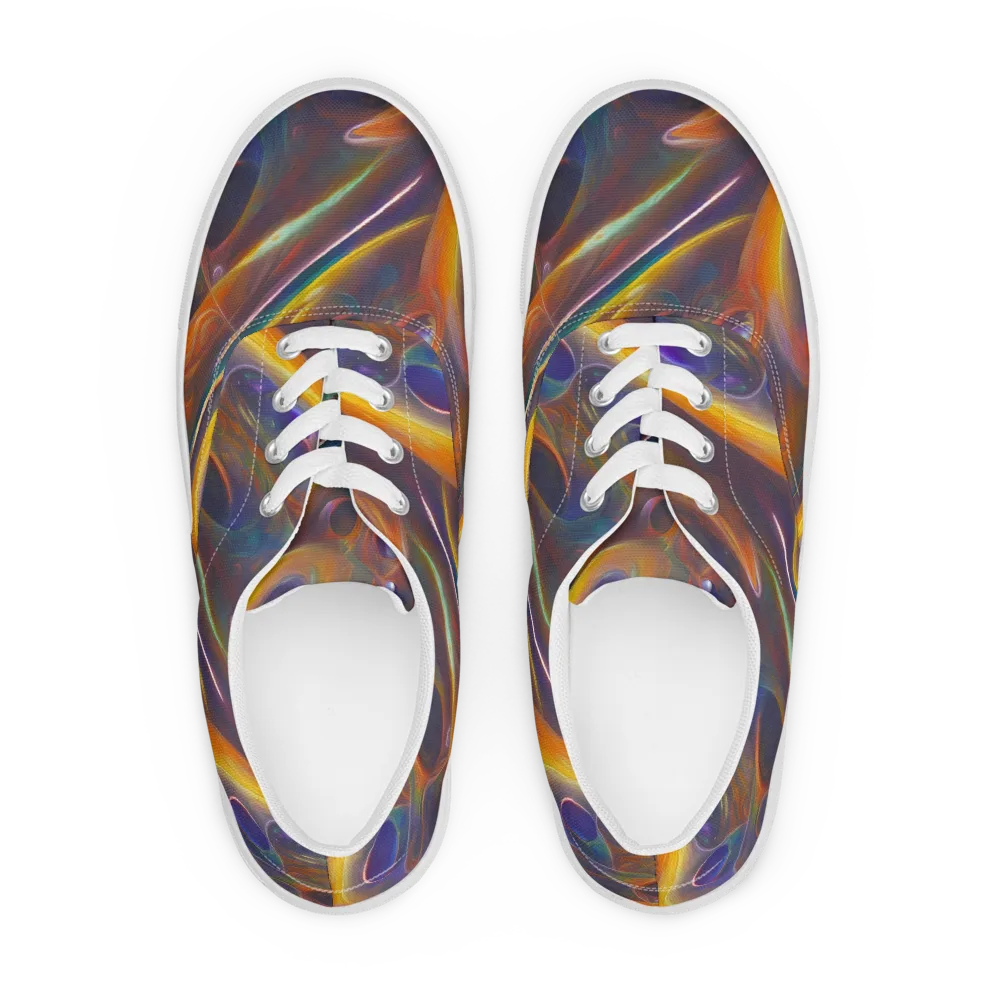 Pre-Raphaelite Ripple on Men's Lace-Up Canvas Shoes — Front