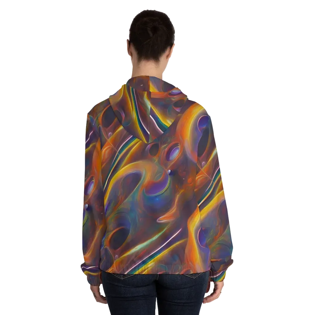 Pre-Raphaelite Ripple on Women's Full-Zip Hoodie — Back On Person